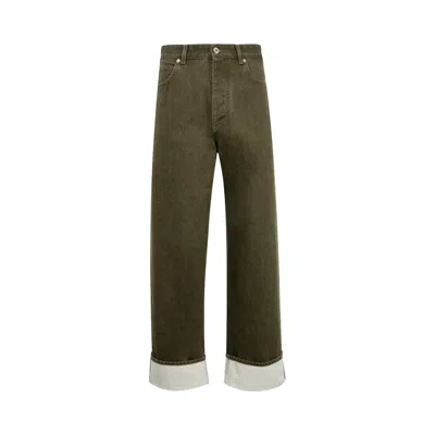 Pre-owned Bottega Veneta Colored Turned Up Jeans 'caper Stone Washed' | Green | Men's Size 50