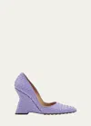 Bottega Veneta Comet Intreccio Leather Wedges In Amethyst