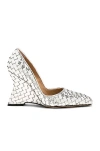 Bottega Veneta Comet Woven Mirror Leather Pumps In Silver