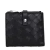 Bottega Veneta Woven Zipper Wallet In Black