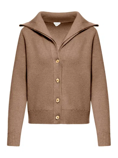 Bottega Veneta Cardigan In Wool In Brown