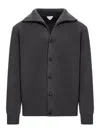 Bottega Veneta Compact Wool Cardigan In Grey