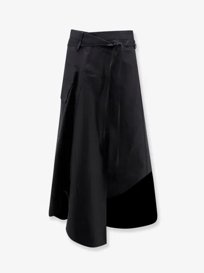 Bottega Veneta Compact Cotton Canvas Skirt In Black