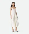 Bottega Veneta Embellished Pleated Cotton-blend Poplin Midi Dress In Neutral