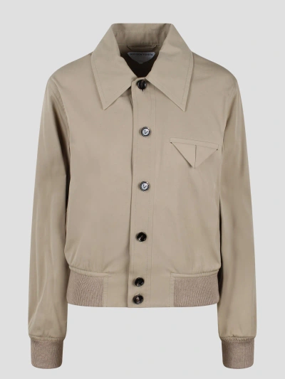 Bottega Veneta Compact Cotton Jacket In Light Brown