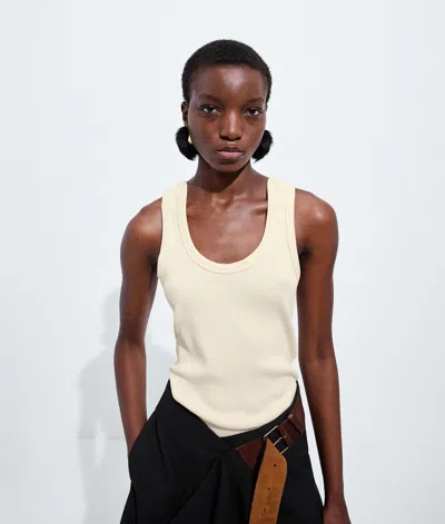 Bottega Veneta Compact Cotton Jersey Rib Tank Top In Gray