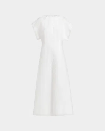 Bottega Veneta Compact Cotton Short-sleeve Ankle Dress In White