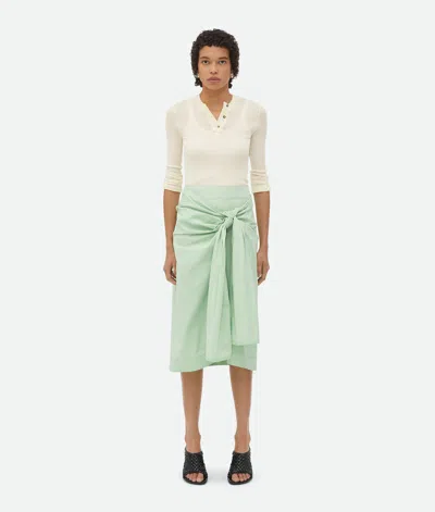 Bottega Veneta Compact Cotton Skirt With Knot Detail In Fresh Mint