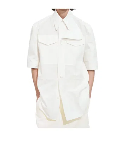 Bottega Veneta Compact Cotton Toile Shirt In White