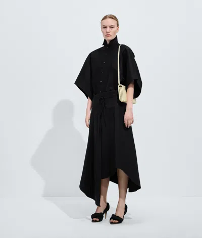 Bottega Veneta Compact Cotton Toile Skirt In Black