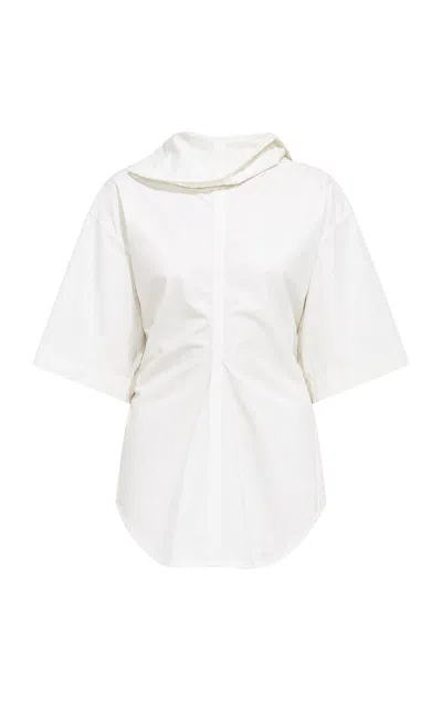 Bottega Veneta Compact Cotton Toile Top In White