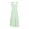 Bottega Veneta Compact Deep V-neck Sleeveless Cotton Blend Dress In Green