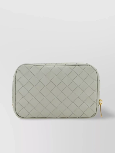 Bottega Veneta Compact Leather Pouch With Woven Design In Pastel