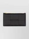 Bottega Veneta Compact Rectangular Zippered Card Holder In Black