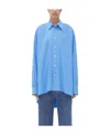 Bottega Veneta Oversized Gathered Cotton-blend Shirt In Blue