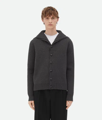 Bottega Veneta Compact Wool Cardigan In Grey