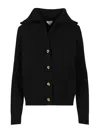 Bottega Veneta Compact Wool Cardigan Knitwear Black In Black