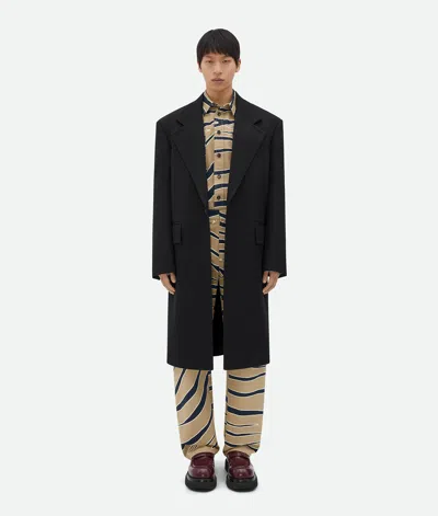 Bottega Veneta Compact Wool Coat In Black