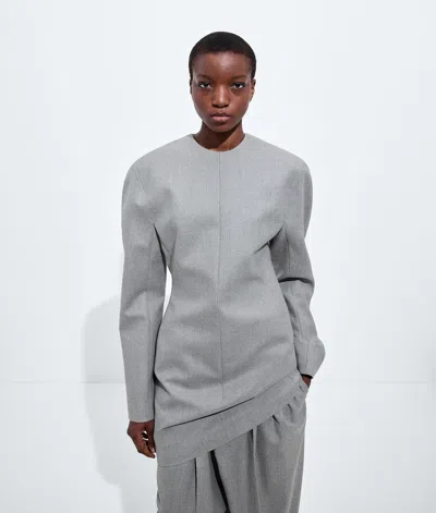 Bottega Veneta Compact Wool Flannel Dress In Sterling Melange