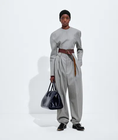 Bottega Veneta Compact Wool Flannel Trousers In Gray