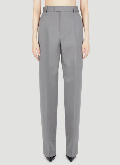 Bottega Veneta Compact Wool Tailored Pants In Grey