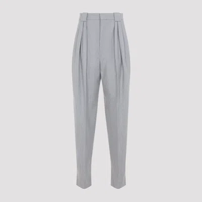 Bottega Veneta Compact Wool Tapered Pants In Gray