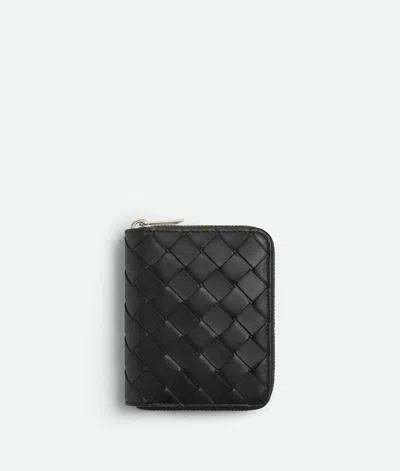 Bottega Veneta Compact Zip Around Wallet In Black