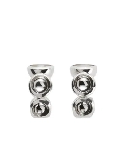 Bottega Veneta Concave Ring Earrings In White