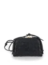 Bottega Veneta 'concert' Black Crossbody Bag With Intreccio Motif In Leather Woman