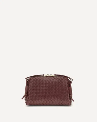Bottega Veneta Concert Handle Clutch Bag In Burgundy