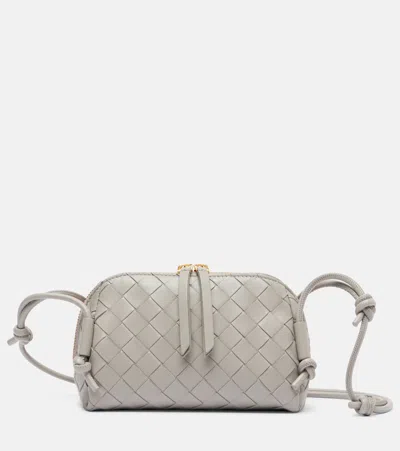 Bottega Veneta Concert Mini Leather Crossbody Bag In Gray