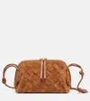 Bottega Veneta Concert Mini Suede Crossbody Bag In Burgundy