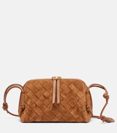 Bottega Veneta Concert Mini Suede Crossbody Bag In Burgundy