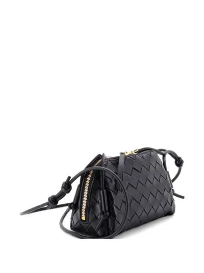 Pre-owned Bottega Veneta Concert Pouch Intrecciato Nappa Mini Crossbody Bag In Black