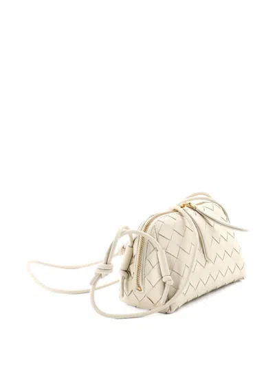 Pre-owned Bottega Veneta Concert Pouch Intrecciato Nappa Mini Crossbody Bag In White