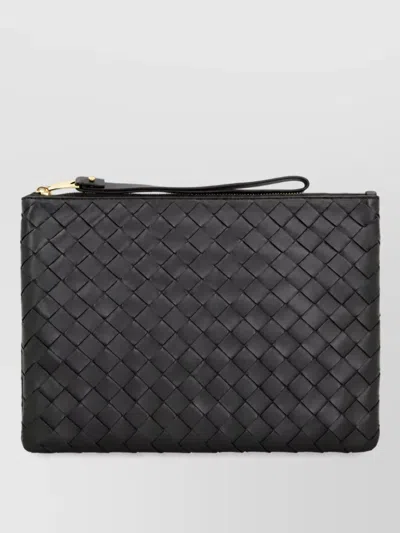 Bottega Veneta Concert Pouch Leather Clutch Bag In Black