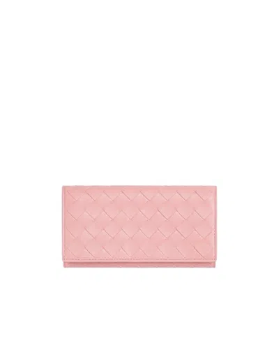 Bottega Veneta Continental Intrecciato Leather Wallet In Pink