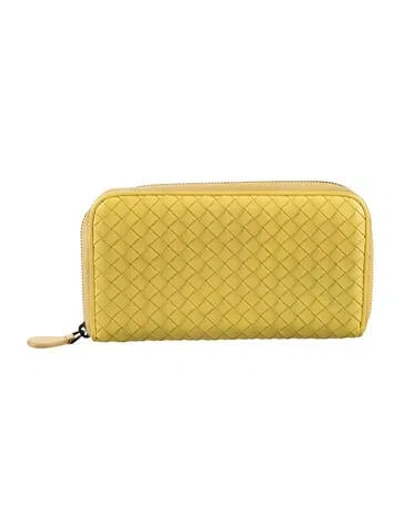 Pre-owned Bottega Veneta Continental Intrecciato Weave Continental Wallet In Green