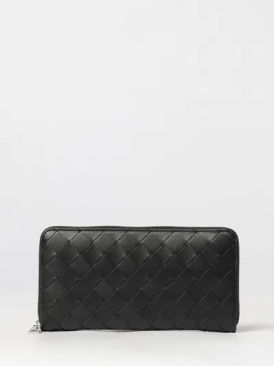 Bottega Veneta Continental Zip-around Wallet In Woven Calfskin In Black
