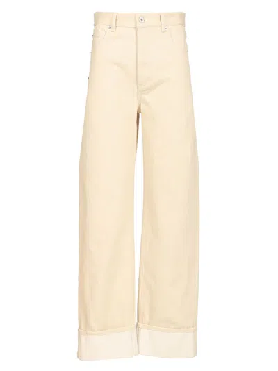 Bottega Veneta Contrast Cuff Jeans White In Neutral