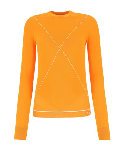 Bottega Veneta Contrast-stitch Crew-neck Jumper In Orange