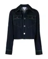 Bottega Veneta Contrast-stitch Cropped Denim Jacket In Blue