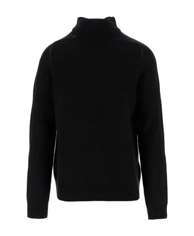 Bottega Veneta Contrast-stitch High-neck Jumper In Black