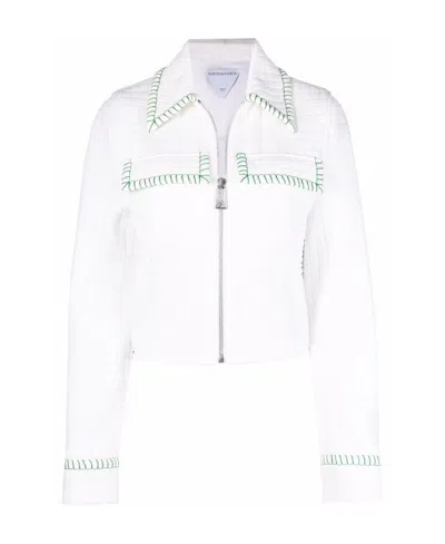 Bottega Veneta Contrast-stitch Matelasse Jacket In White