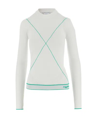 Bottega Veneta Contrast-stitch Mock-neck Jumper In White