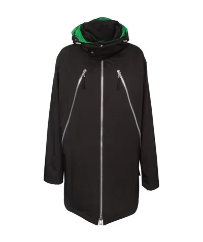 Bottega Veneta Contrast-trim Zip-detail Hooded Coat In Brown