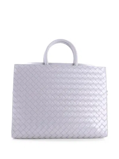 Pre-owned Bottega Veneta Convertible Frame Briefcase Intrecciato Nappa Business Bag In Gray