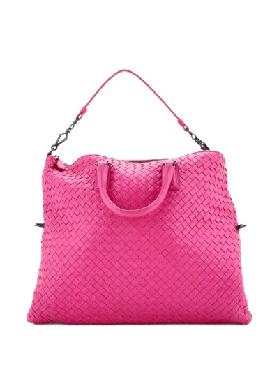 Pre-owned Bottega Veneta Convertible Intrecciato Nappa Medium Satchel In Pink