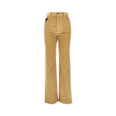 Bottega Veneta Corduroy Straight Leg Pants In Gold