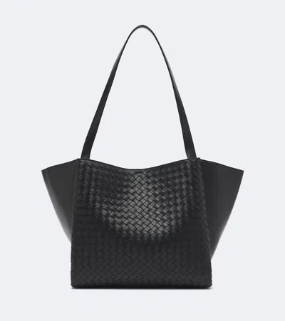 Bottega Veneta Corso Intrecciato Leather Tote Bag In Black